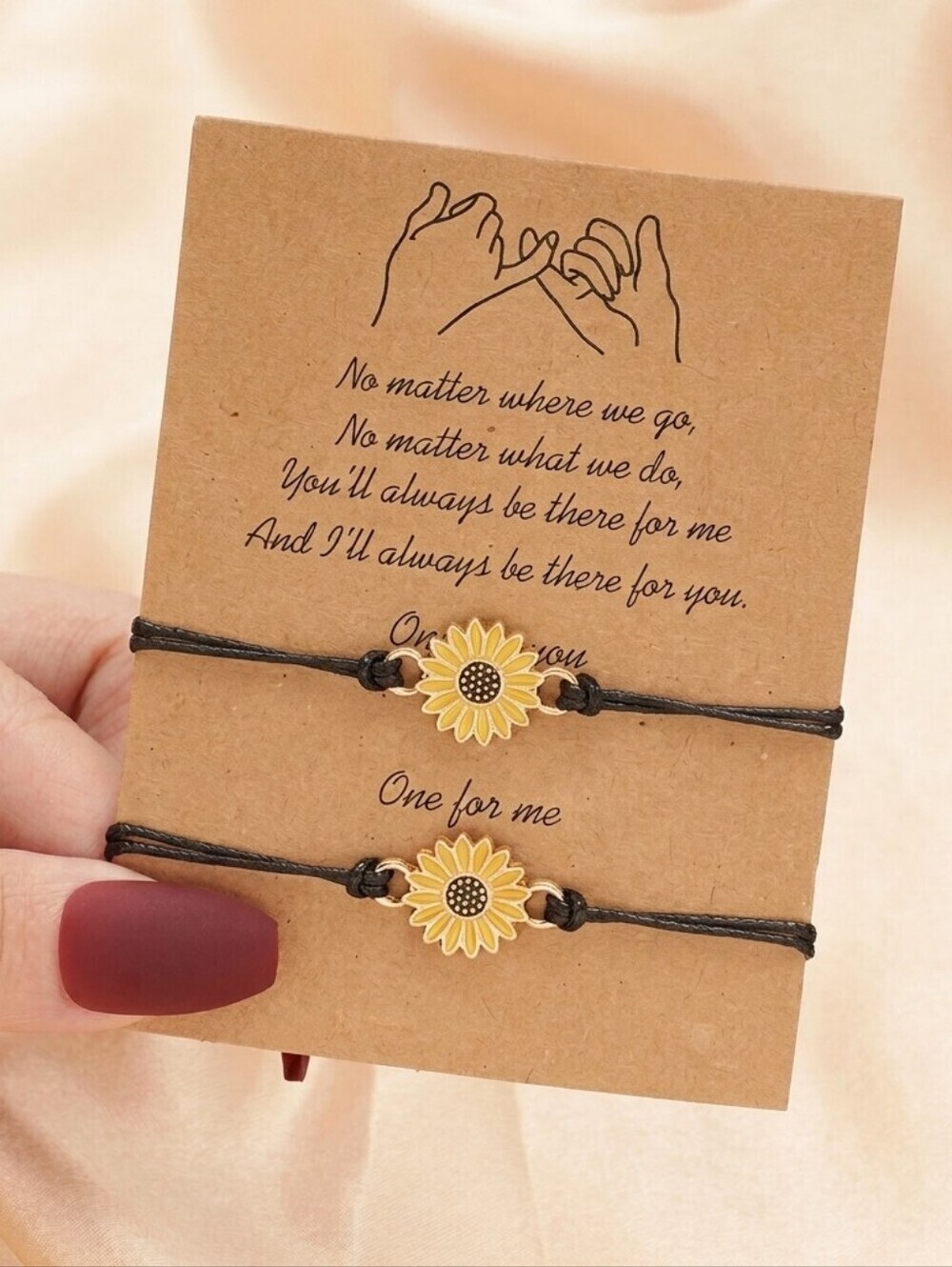 2 pcs Cute Sunflower Love Pair Couple Friends Both Bracelets Handmade Double Two